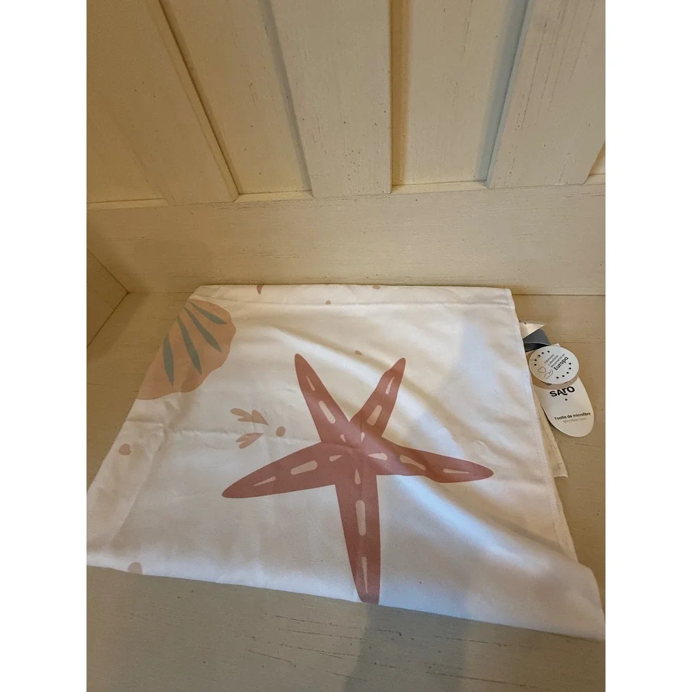 Saro Summer Line Kids Microfiber Beach Towel Sea Wonders Starfish White 6430 NWT